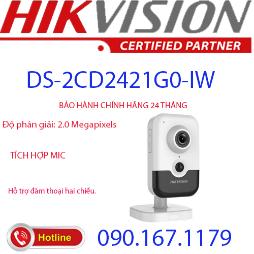 Camera ip cube hồng ngoại không dây 2.0 hikvision ds-2cd2421g0-iw