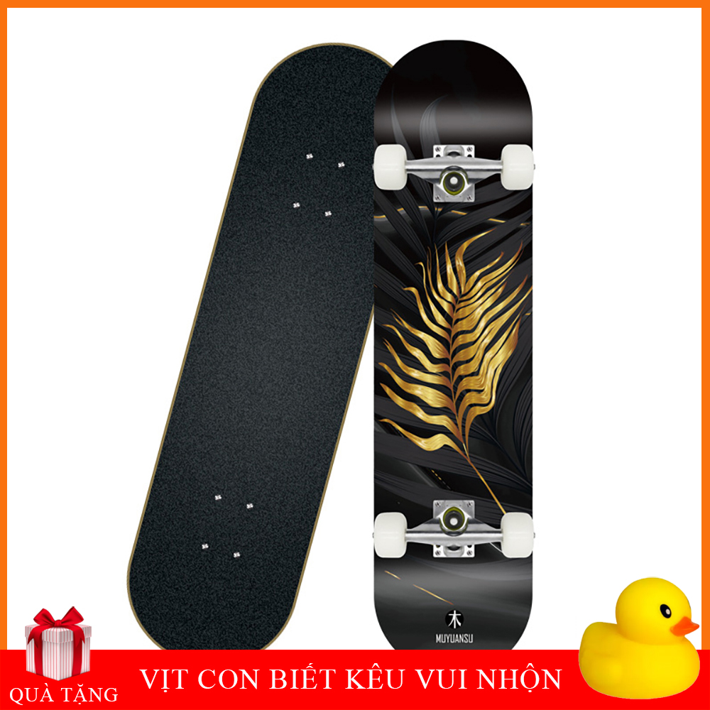 Ván trượt trẻ em người lớn, ván trượt thi đấu, ván trượt thể thao-gỗ phong ép 7 lớp siêu cứng chắc độ bền cao chịu lực 300kg-Mặt nhám + bánh PU + Hợp kim nhôm siêu cứng