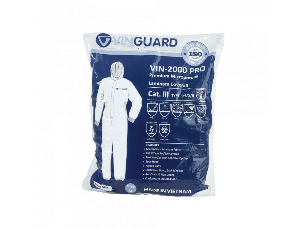 Bộ áo liền quần chống hoá chất, phòng dịch vin-2000 pro bộ áo liền quần chống hoá chất