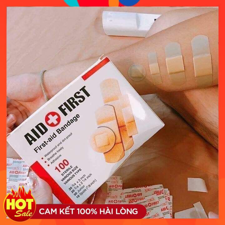 Hộp 100 băng gâu cá nhân các kích thước chống nhiễm trùng các vết thương