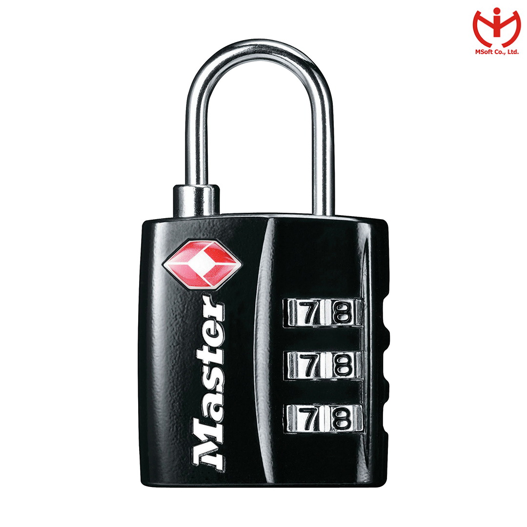 Ổ khóa số Master Lock 4680 EURDBLK thân rộng 30mm chấp nhận TSA dùng khóa vali hành lý - MSOFT