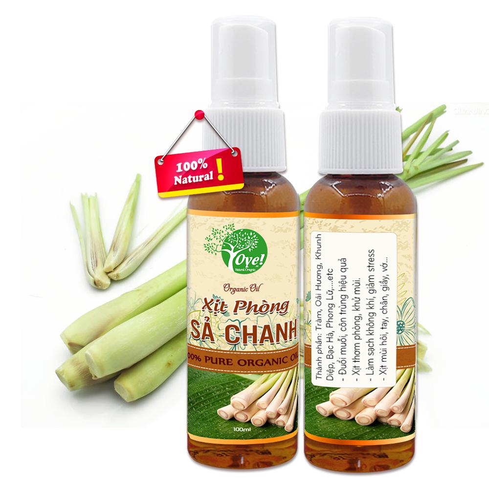 Combo 2 chai xịt phòng sát khuẩn đuổi muỗi đuổi côn trùng - thơm phòng thư giãn - tinh dầu sả chanh 100ml - oye