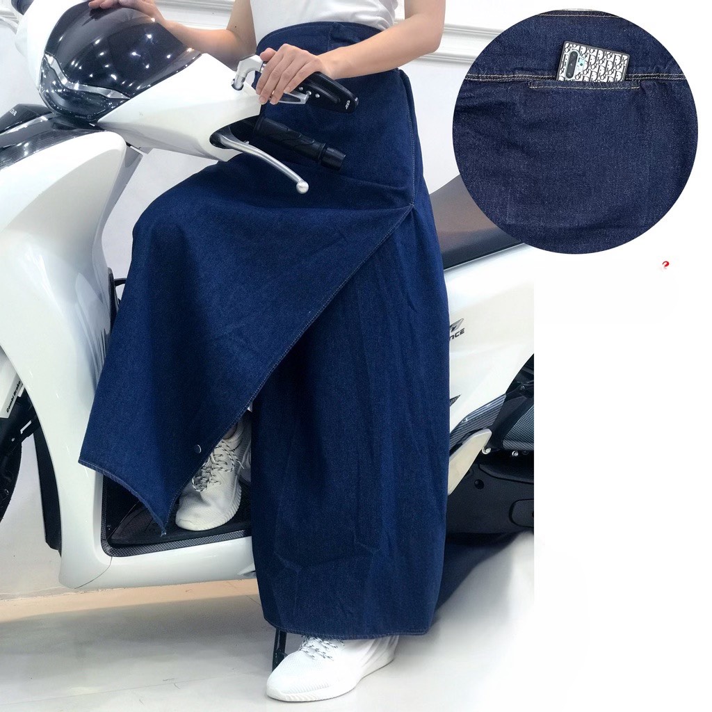 [Free Ship]váy chống nắng jeanváy chống nắng jean xẻ tà dễ dàng tiện dụng ngồi trước ngồi sau đều đẹp Tony kho sỉ