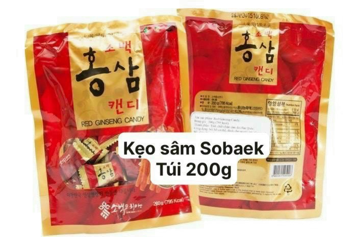 Kẹo hồng sâm cao cấp sobaek 6 năm tuổi hàn quốc bịch 200g- loại thượng hạng