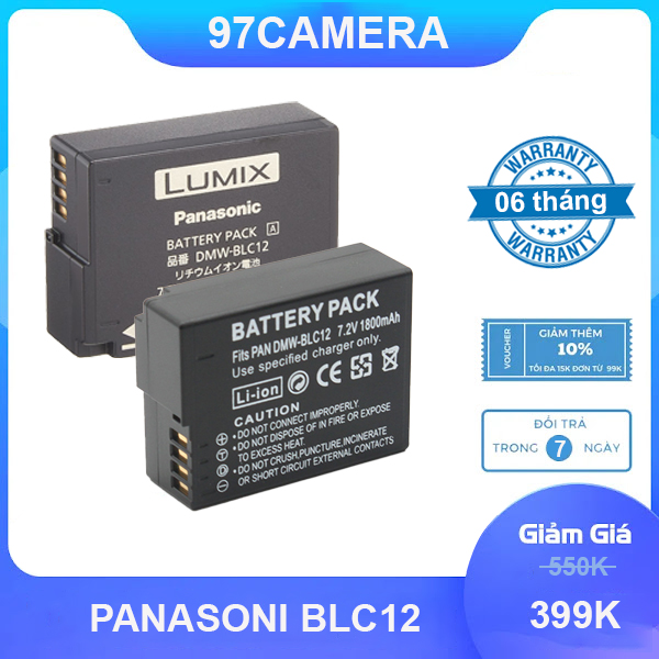 BH 6 tháng - Pin Panasonic BLC 12 cho máy ảnh  PanaDonic Lumix DMC-GH2, DMC-G5, DMC-G6, DMC-G7, , DMC-FZ200, DMC-FZ1000, ...