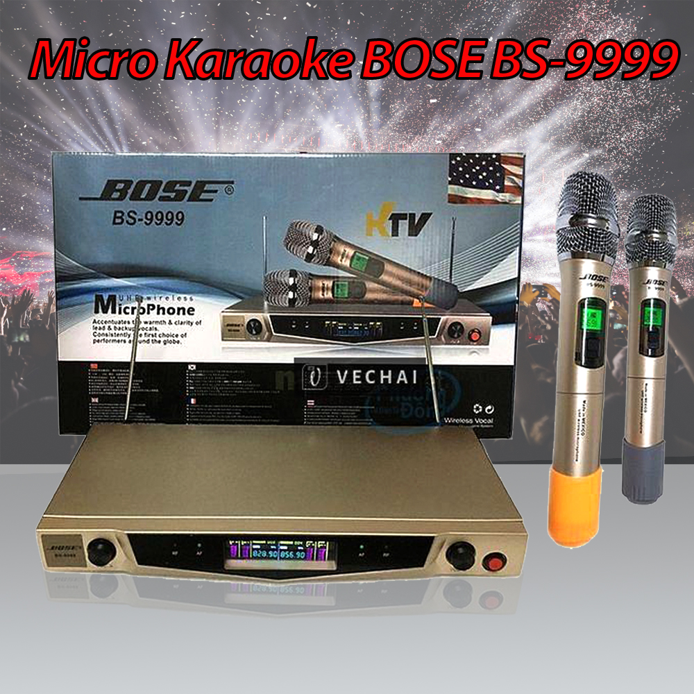 Micro Bose BS-9999, Micro Bose Không Dây Tần Sóng UHF, Bắt Sóng Xa, Hát Cực Nhẹ, Độ Tái Tạo Âm Thanh Hay, Chống Hú Rít, Micro Karaoke Gia Đình, Sự Kiện, Sân Khấu
