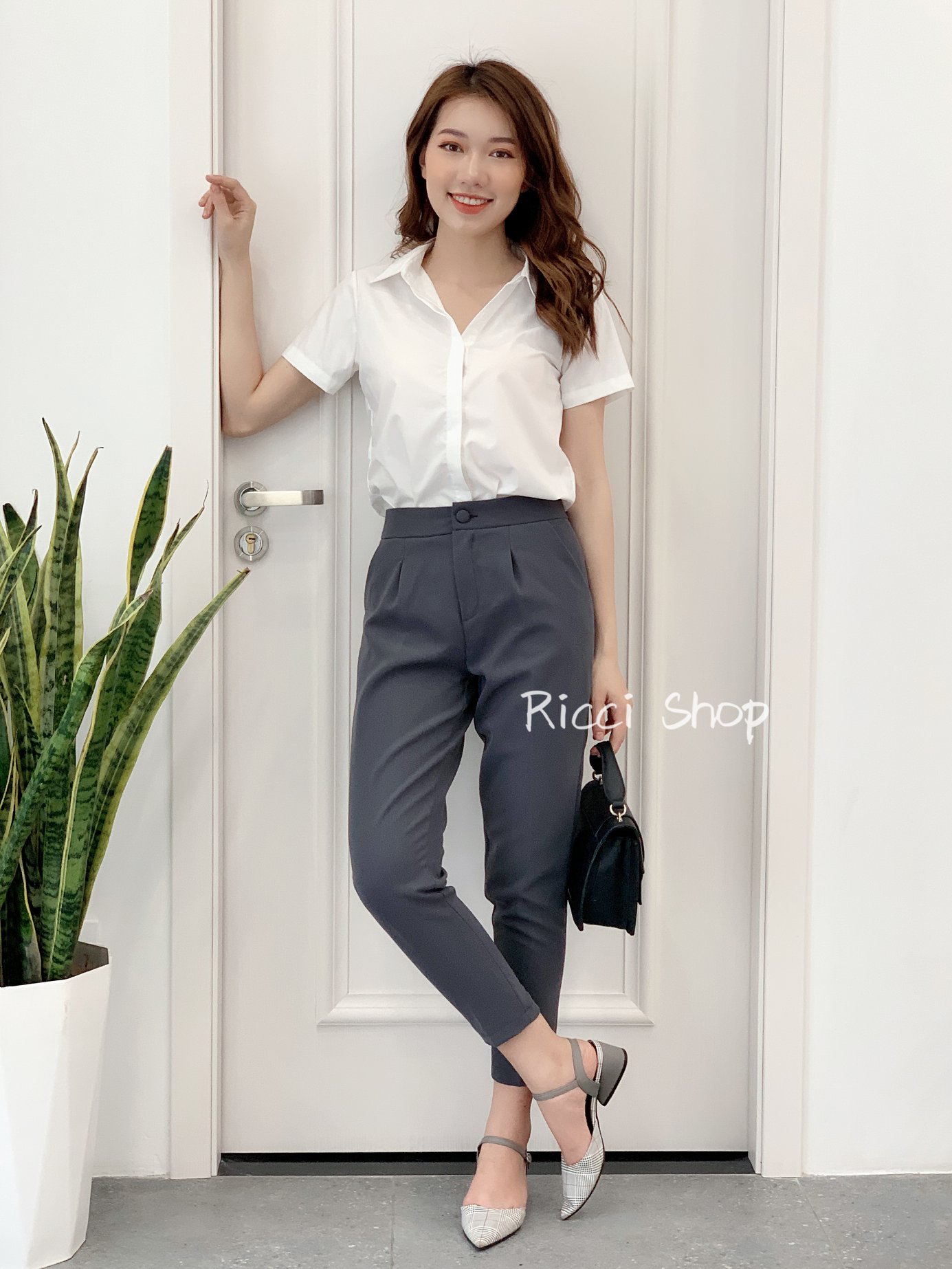 Q25 - Quần baggy khuy bọc- ricci shop