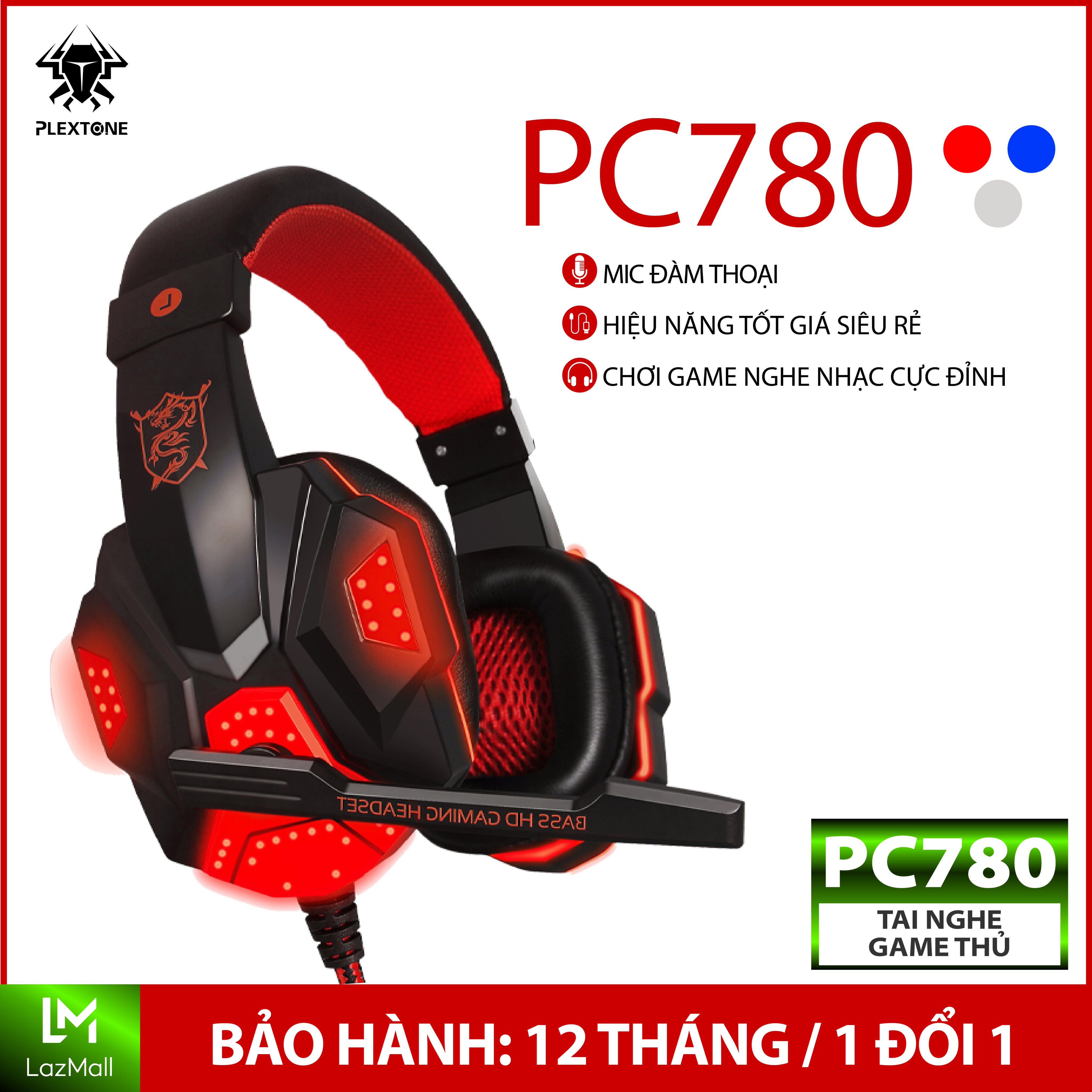Tai nghe máy tính có mic Plextone PC780, tai nghe PC Gaming thiết kế chụp tai có dây bọc dù chống rối dài 2.2m dành cho Game thủ tương thích với Mobile và Laptop nghe nhạc hay, chơi Game tốt giá rẻ.