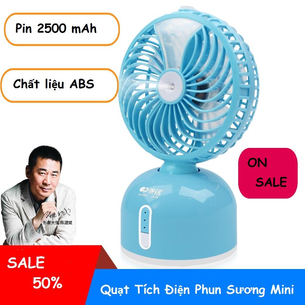 Quạt Phun Sương, Quạt Tích Điện Cầm Tay, Quạt Phun Sương Mini 2019 Pro Kiểu Dáng Đẹp, 3 Chế Độ Gió, Chất Liệu Nhựa Cao Cấp, Phun Sương Tạo Độ Ẩm Cân Bằng Làm Đẹp Da.
