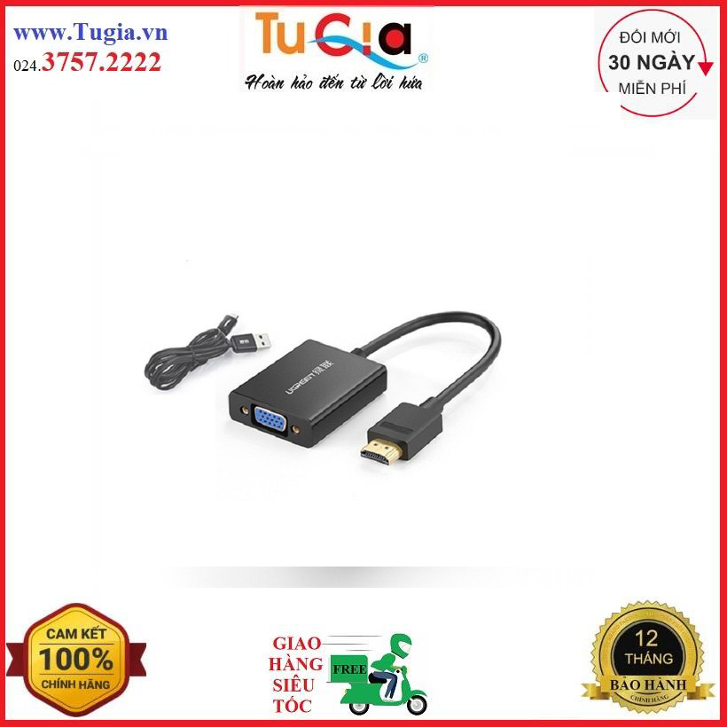 Cáp chuyển đổi tín hiệu hdmi to vga + audio ugreen mm102 40233 đen - hàng chính hãng"