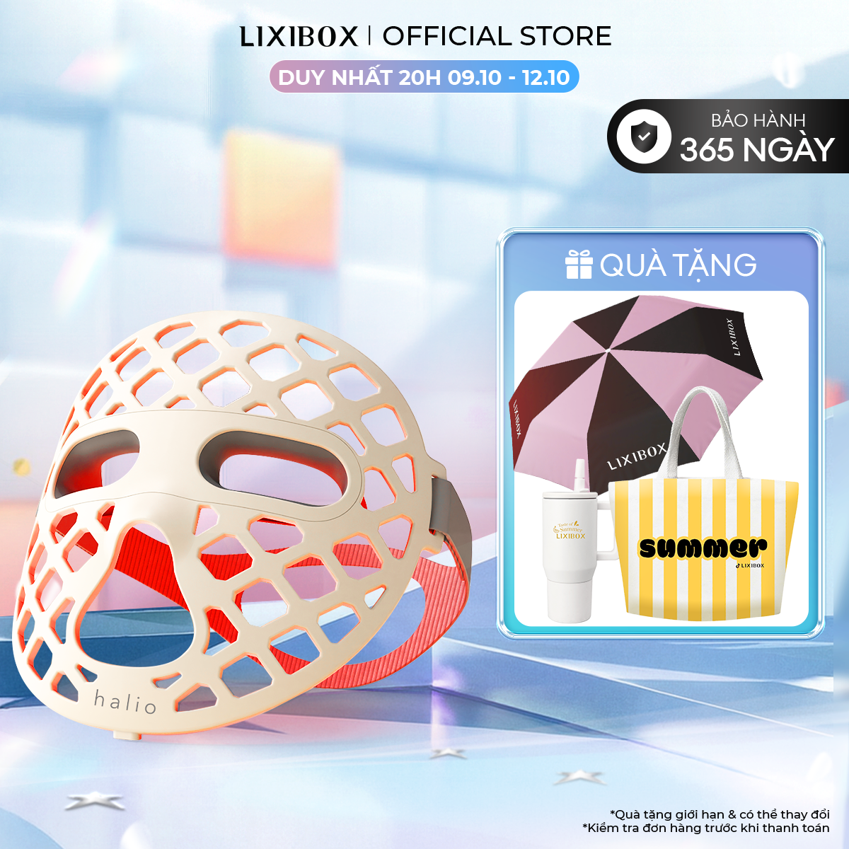 [CƠ HỘI CUỐI] Mặt Nạ Ánh Sáng Sinh Học Tăng Sinh Collagen, Giảm Mụn, Săn Chắc Da Halio PureGlow Ultralite Silicone LED Face Mask