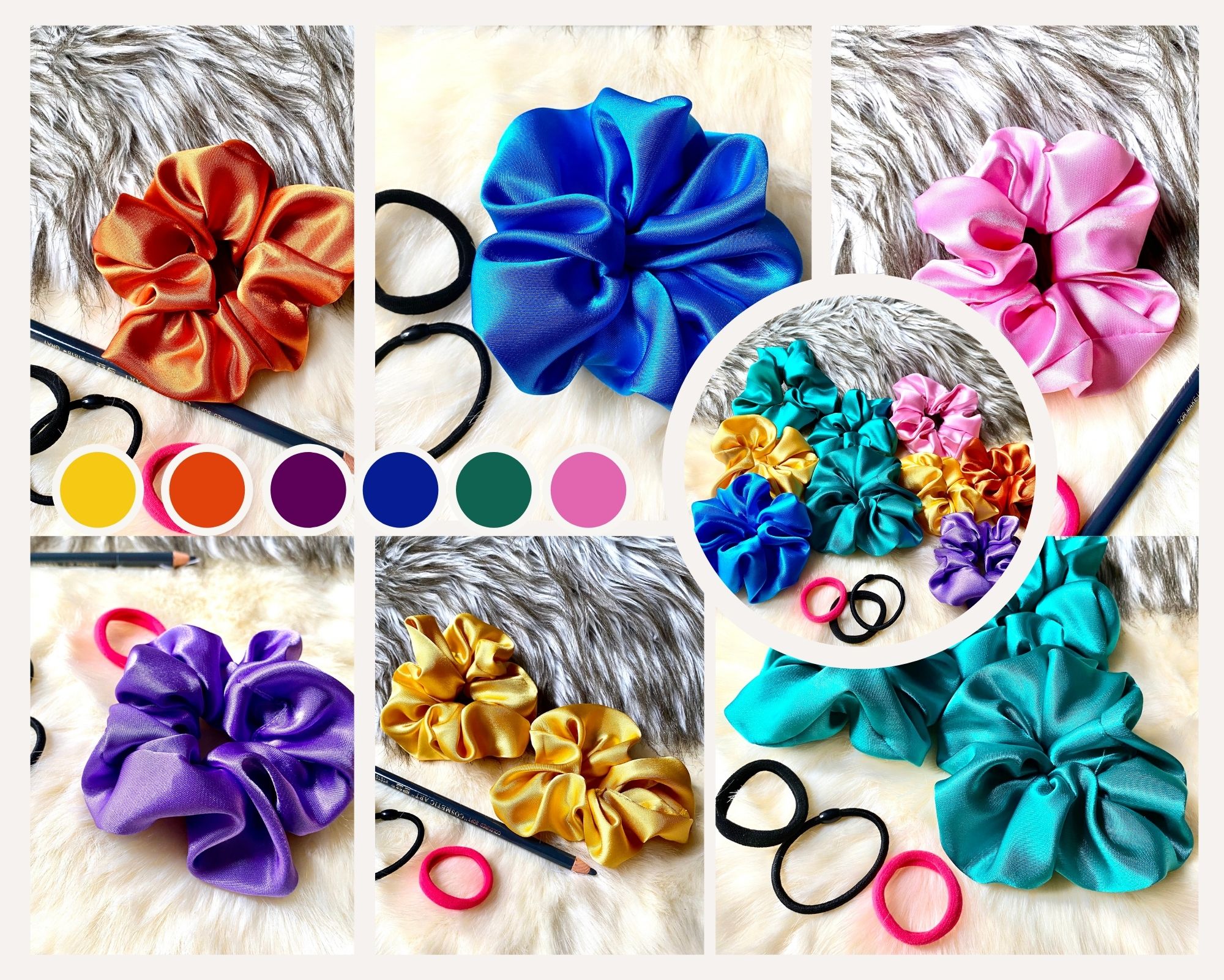 Dây cột tóc vải scrunchies phong cách Hàn Quốc đeo tay buộc tóc