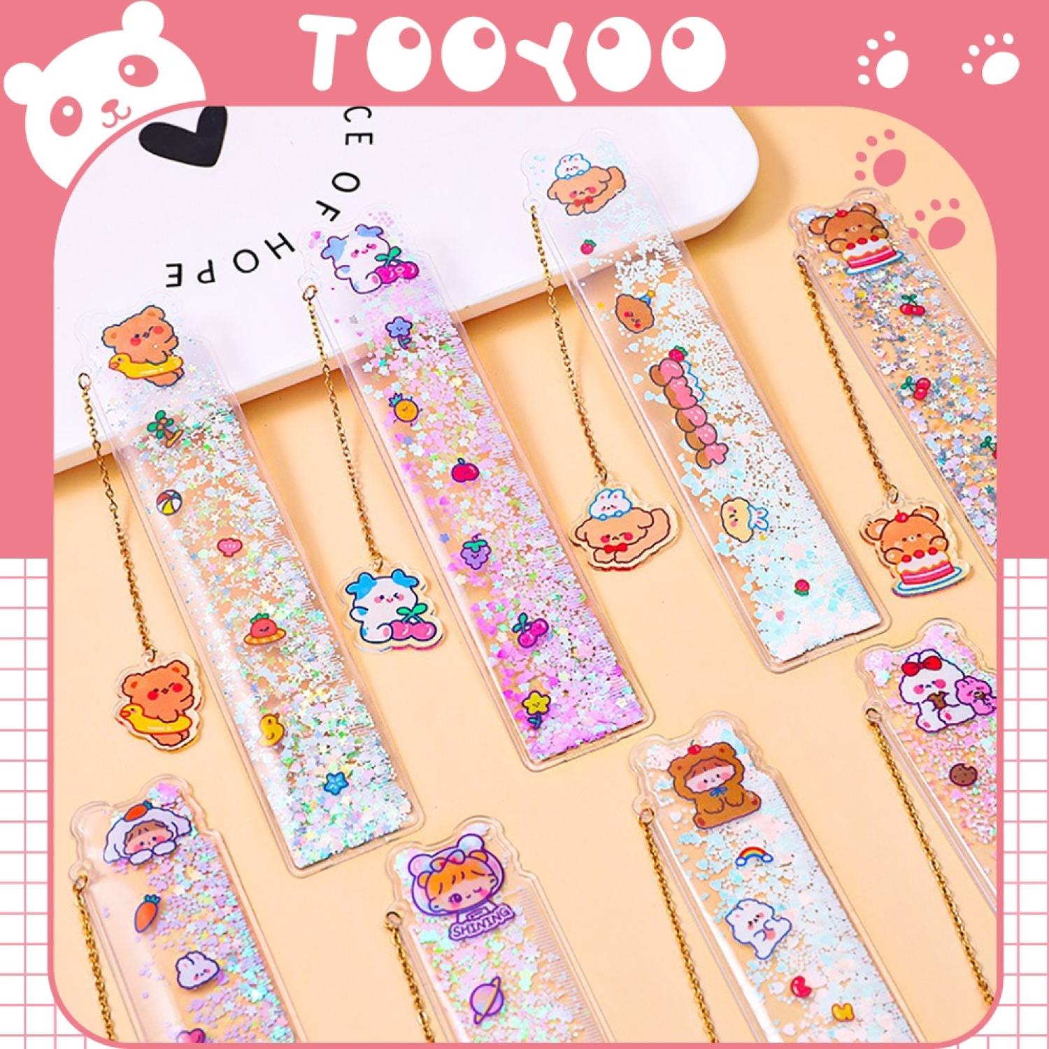 Thước kẻ 15cm nước kim tuyến dễ thương cute TooYoo TY0080