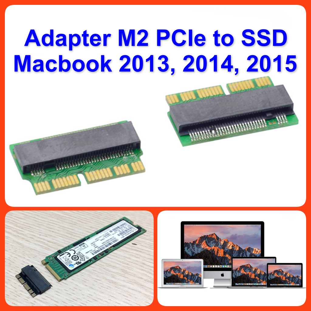 Adapter chuyển đổi ssd m.2 pcie sang ssd macbook 2013 2014 2015. m2 nvme, pci-e m key to ssd 12+16pin converter card