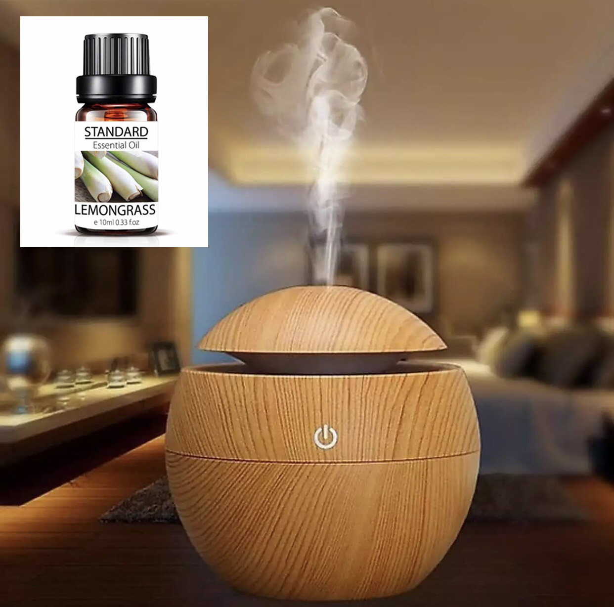 Máy xông tinh dầu vân gỗ máy khuếch tán tinh dầu kháng khuẩn máy tạo độ ẩm  phòng ngủ phòng làm việc spa