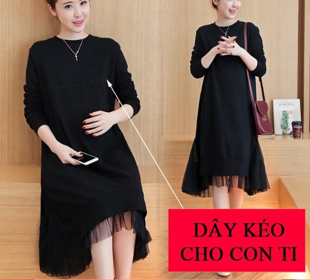 Đầm bầu công sở có dây kéo cho con ti