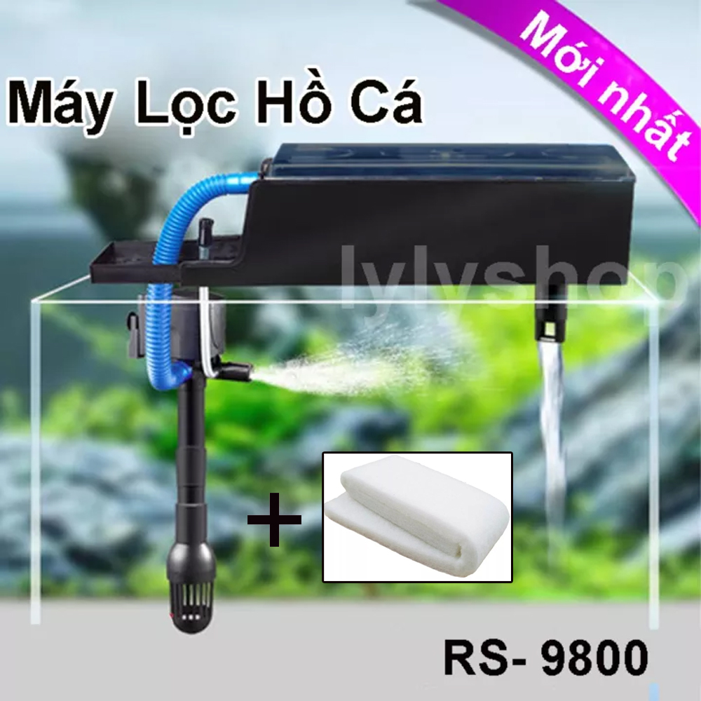 Máy Bơm Lọc Nước Hồ Cá RS 9800, 30W hút cặn bể cá, hút phân cá siêu sạch,dòng chảy 2100L/Hr, tích hợp sẵn máy bơm nước + máng lọc tiện dụng