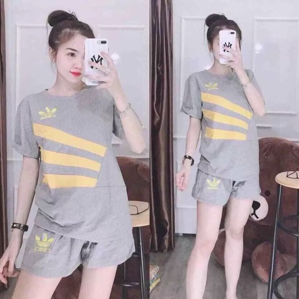 Bộ nữ thể thao adjdas 3 sọc chéo chất thun cotton 100% thoáng mát, đồ bộ nữ mặc nhà cao cấp