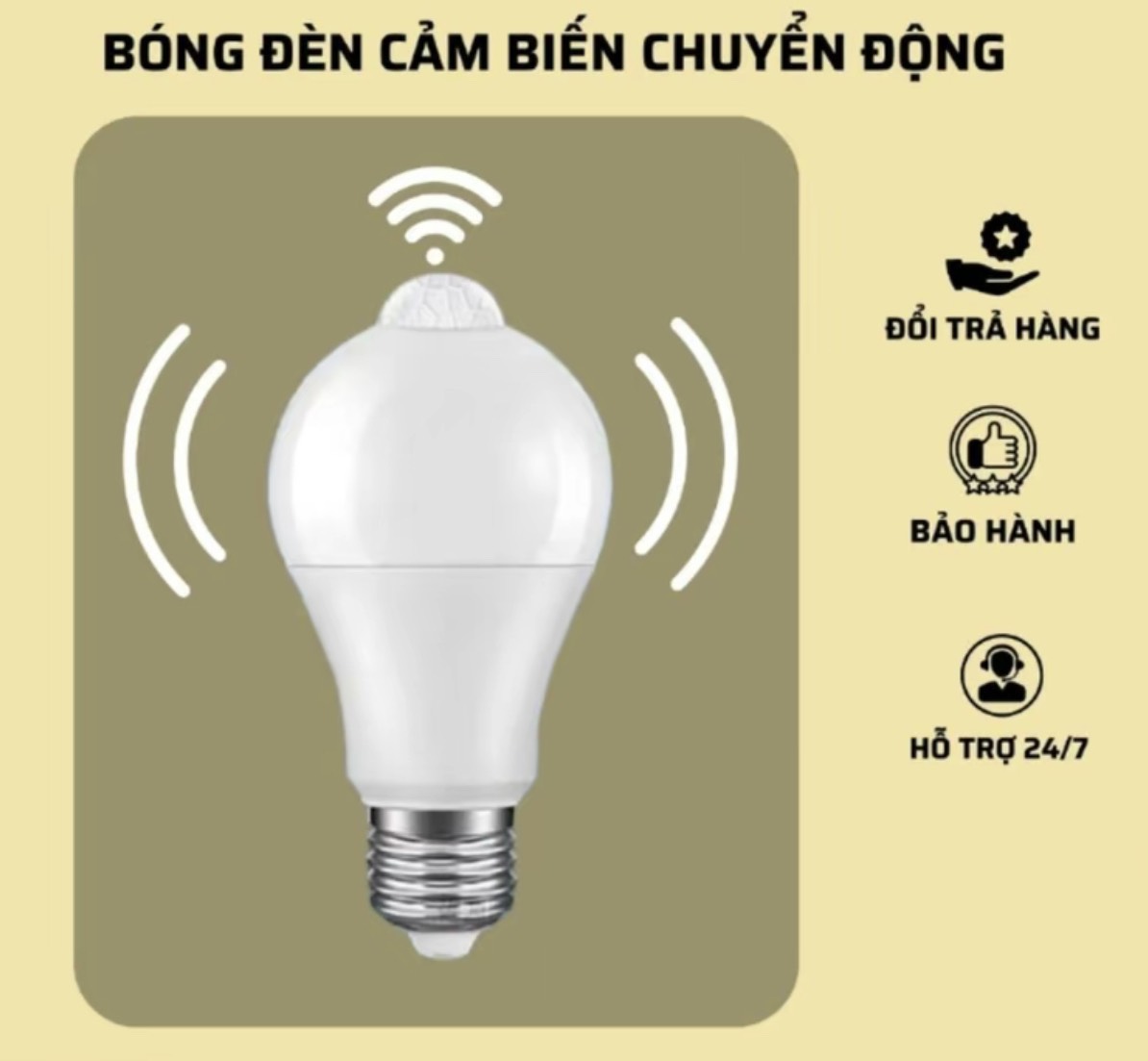 Bóng đèn Led cảm biến chuyển động Bóng đèn thông minh 7W 12W 20W ánh sáng Trắng