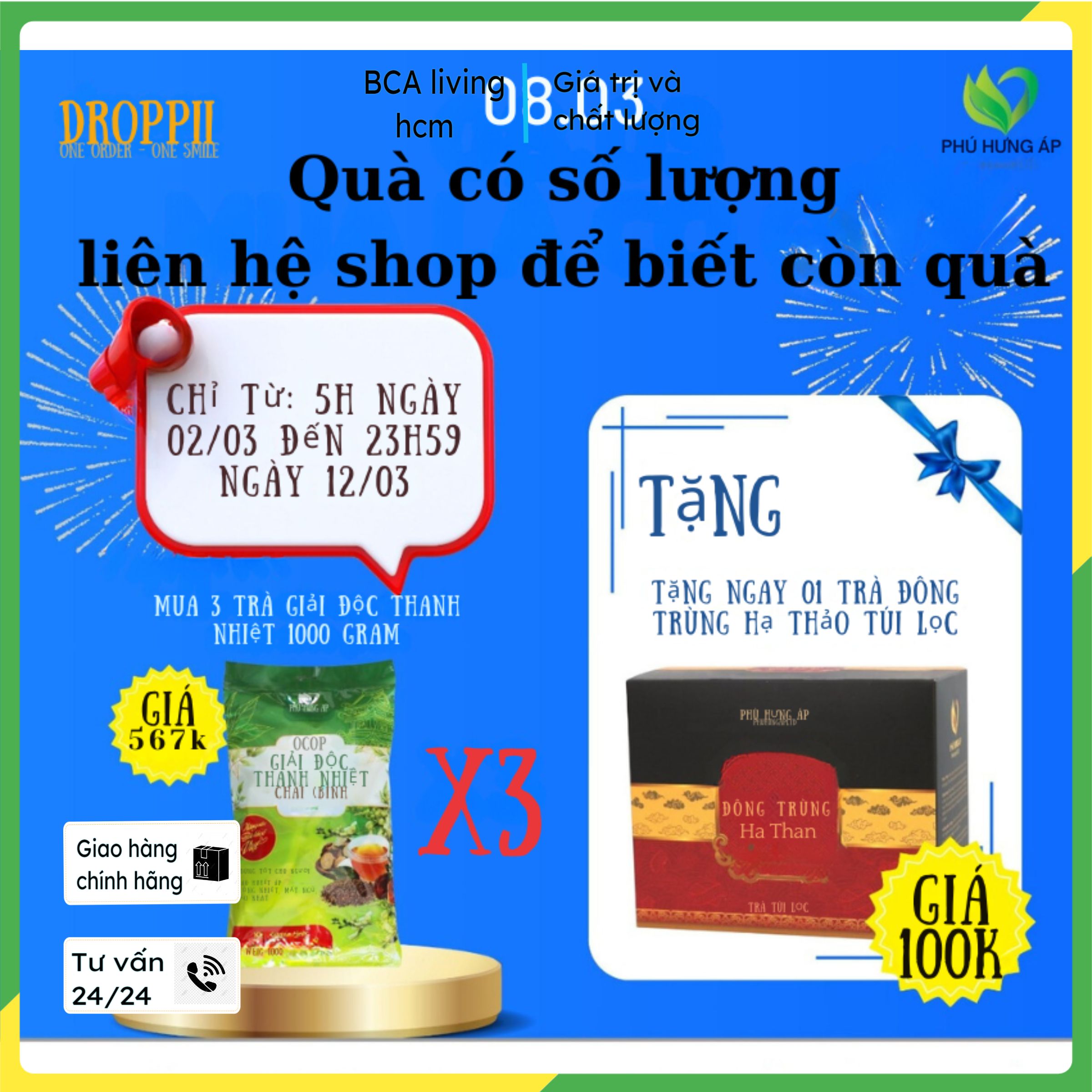 Trà Phú Hưng bcalivinghcm Giải Độc Thanh Nhiệt Thái Bình 1Kg Thảo quyết minh hoa hòe cam thảo sâm dứa dùng tốt