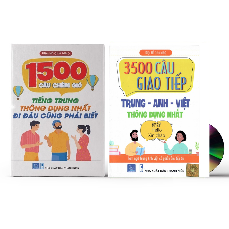 [HCM]Combo 2 sách: 1500 Câu chém gió tiếng Trung thông dụng nhất + 3500 câu giao tiếp Trung Anh Việt thông dụng nhất+ DVD quà tặng