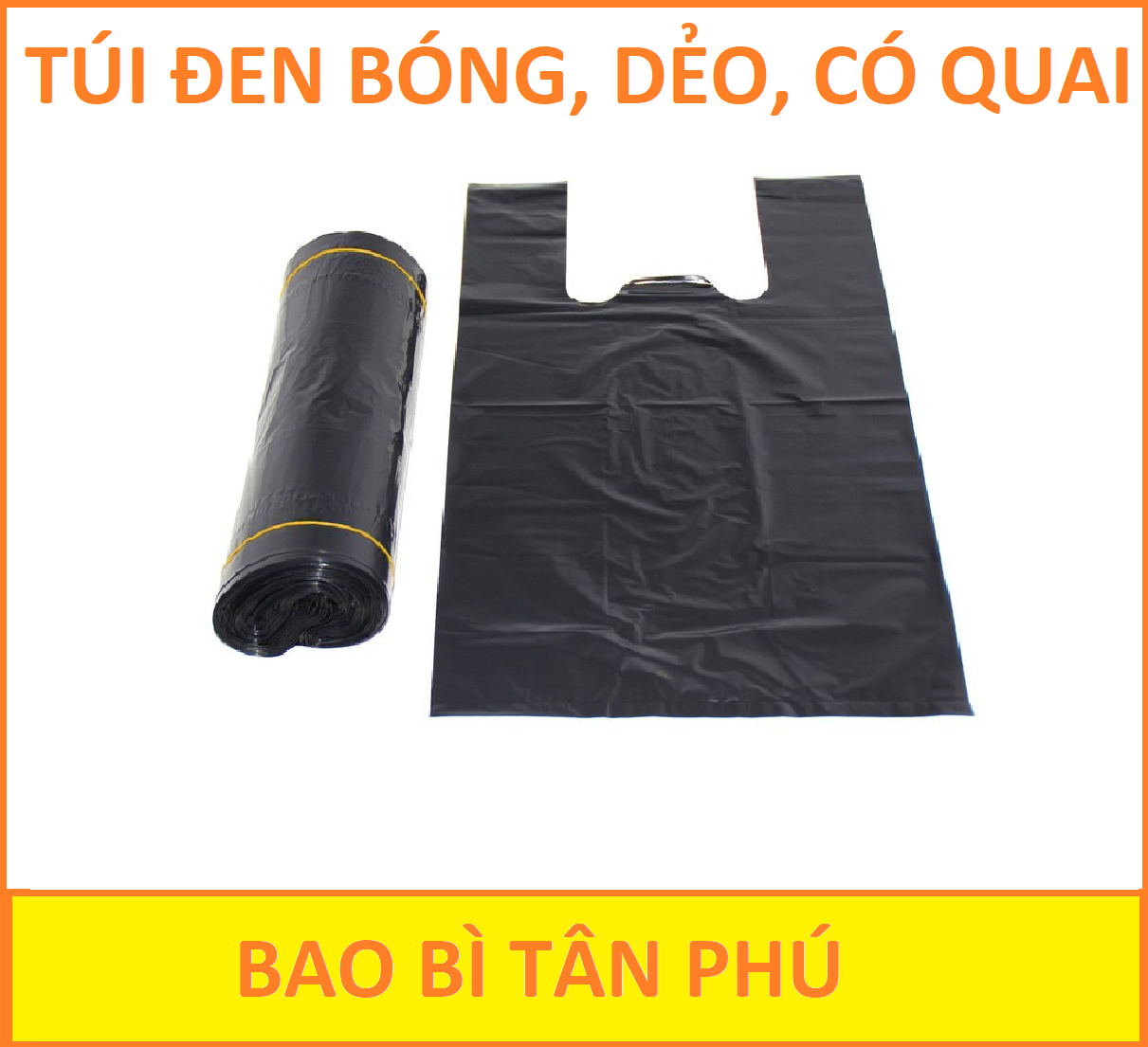 500gr Túi Nilon Đen Bóng Dẻo Có Quai Đủ Size, Túi nilon nhiều size đóng hàng, Túi nilon đen đựng rác, Túi xốp đen bóng đựng đồ