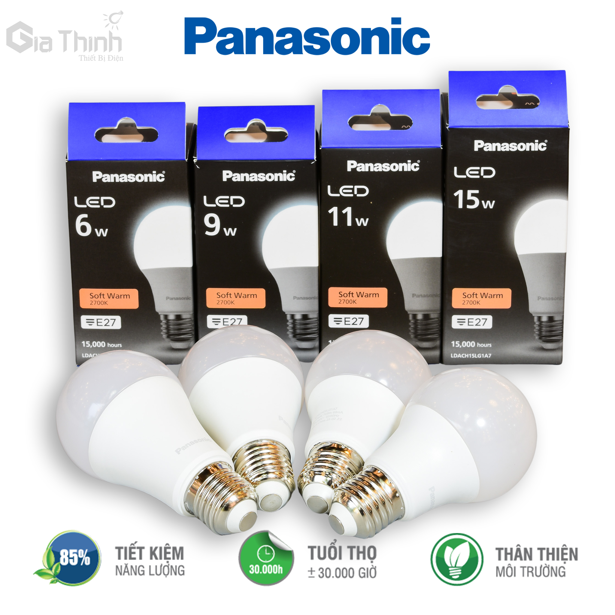 Bóng đèn led bulb Panasonic 6W 9W 11W 15W bảo hành 24th