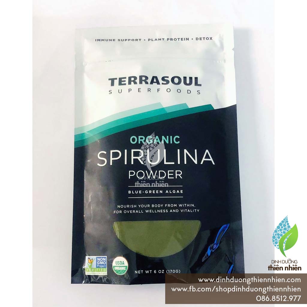 Bột Tảo Spirulina Hữu Cơ Terrasoul Superfoods Organic Spirulina Powder, 170g & 454g