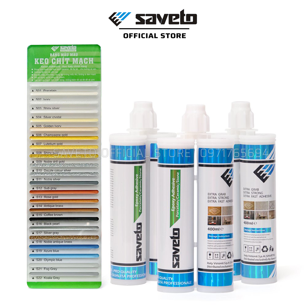 Keo chít mạch Saveto Epoxy/Keo chà mạch Saveto Epoxy/Keo chà ron chính hãng Saveto nhập khẩu/chống thấm, thẩm mỹ
