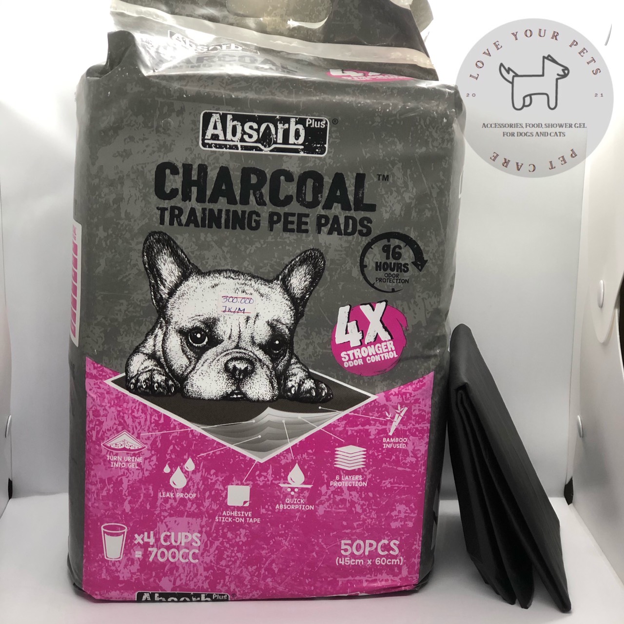 Tấm lót vệ sinh, khử mùi 96 giờ than hoạt tính CHARCOAL dành cho thú cưng size M - lẻ 1 miếng