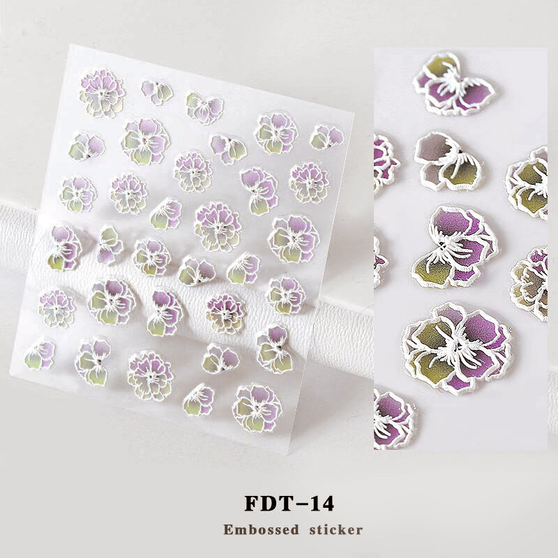 [HCM]Bông nổi 5D nail sticker dán trang trí móng dập nổi công nghệ mới hoa to rõ nét FDT11-FDT20