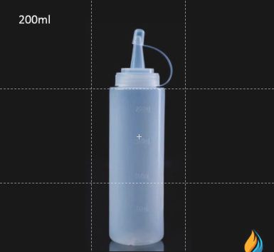 Chai nhựa PP, xịt dầu, nhớt, tương, vạch chia, vít vòi 200ml