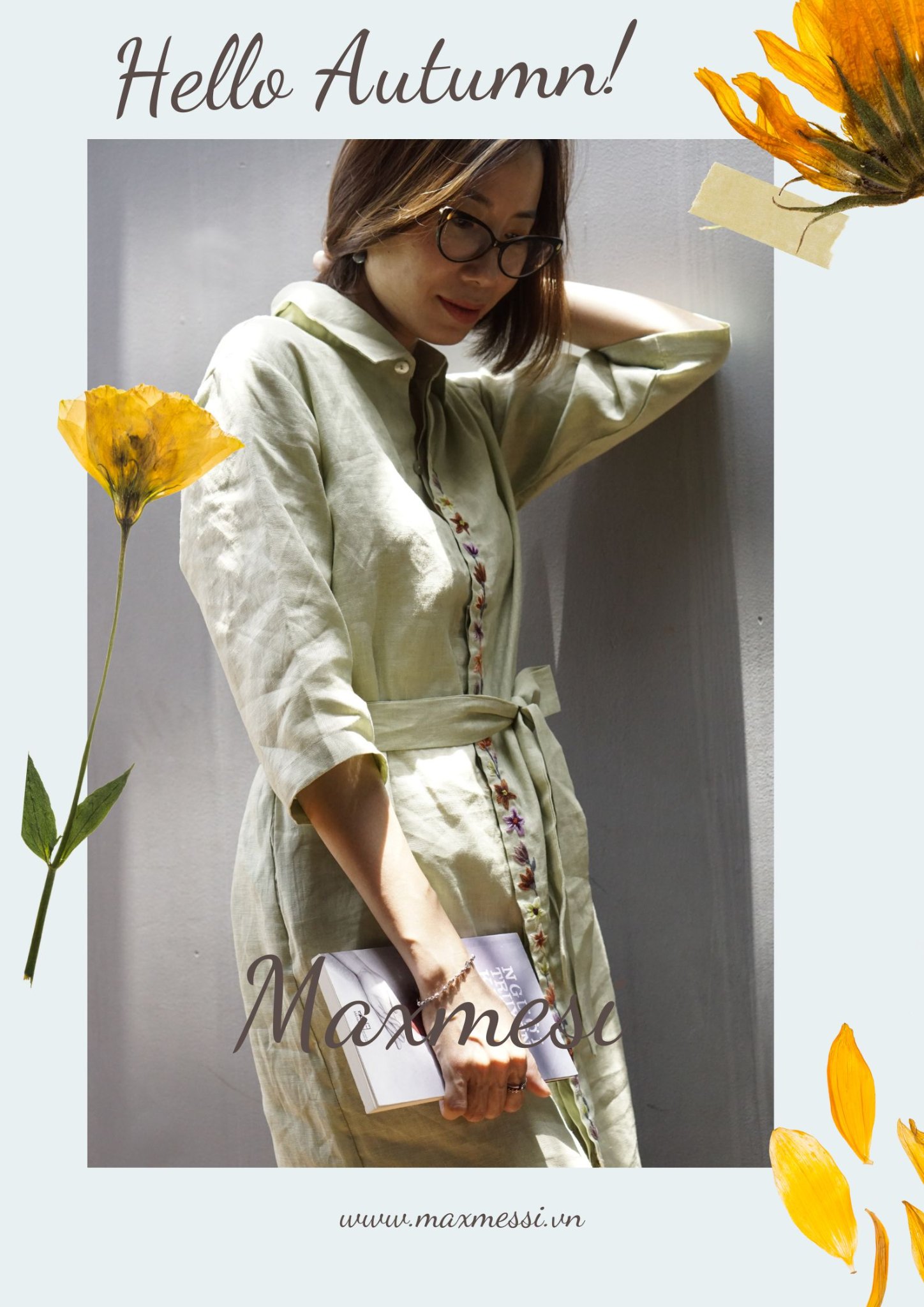 Đầm linen thêu tay angela - maxmessi