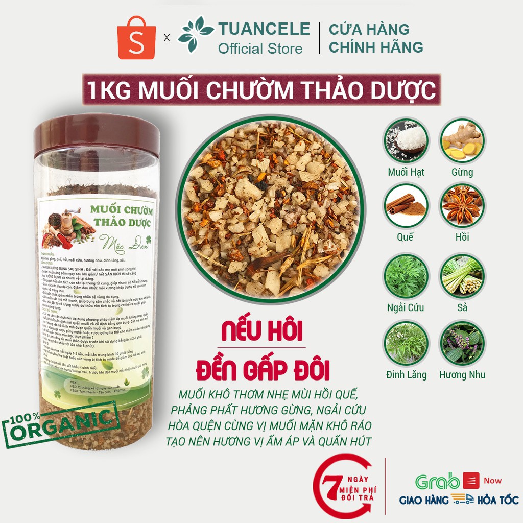 Muối chườm bụng thảo dược 8 nguyên liệu quý mờ vết rạn cho phụ nữ sau sinh 1kg