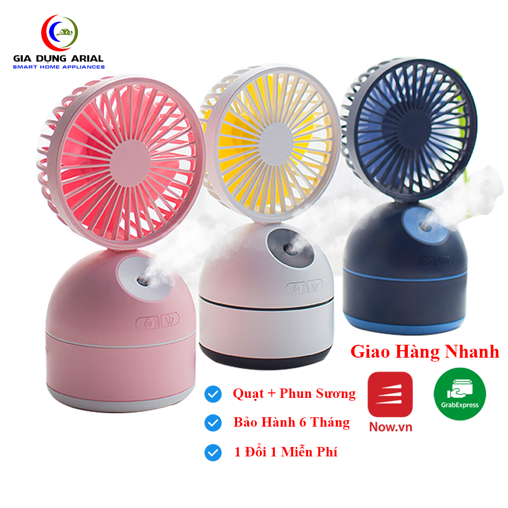 Quạt Phun Sương Tích Điện 2000mAh - Quạt Mini Cầm Tay Chính Hãng SPRAYING FAN  - Quạt Mini Phun Sương Có Thể Sử Dung Đến 5h | Quạt Mini Sạc Điện Kèm Phun Sương Cao Cấp | Bảo Hành 6 Tháng