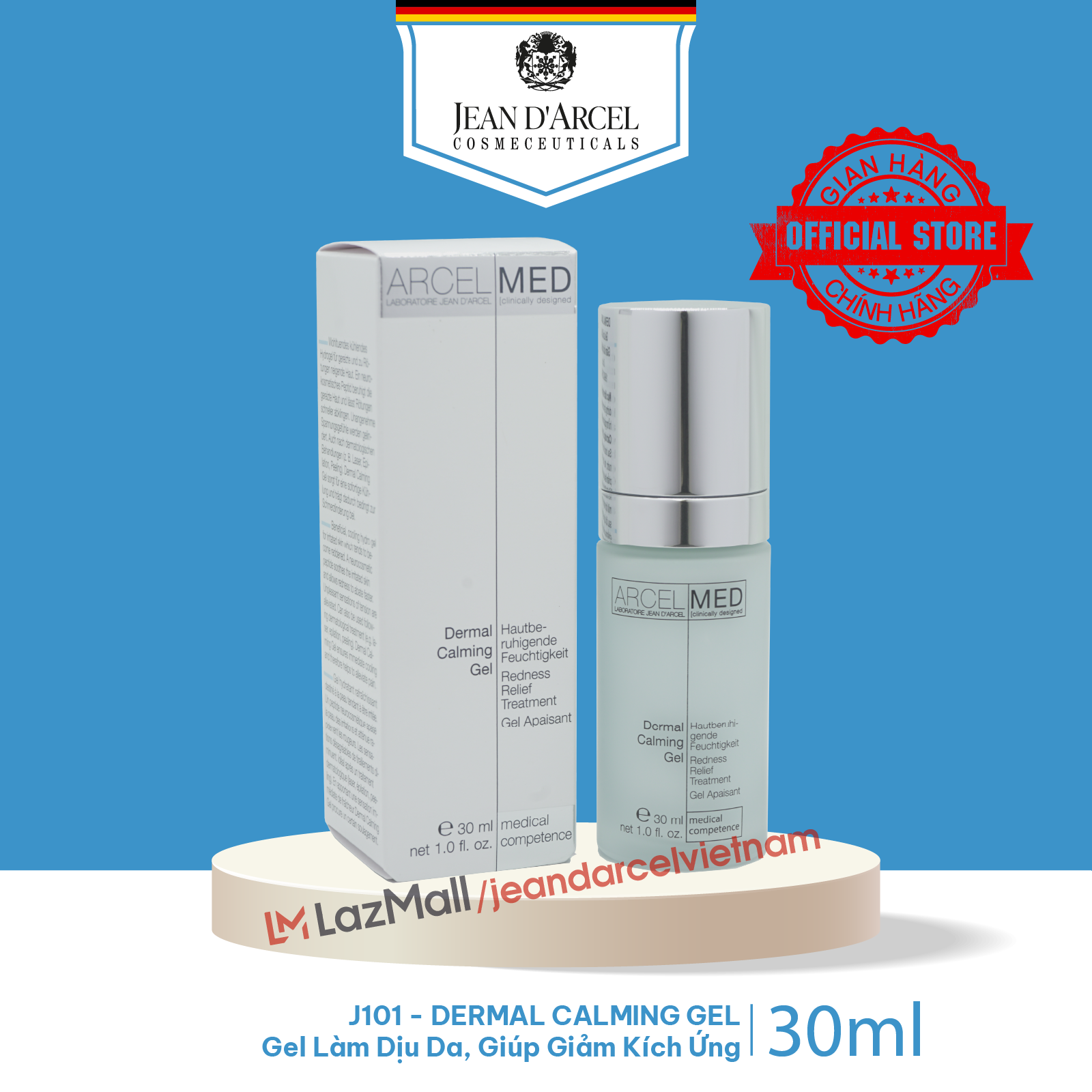 J101 Gel làm dịu da, giúp giảm kích ứng - Dermal Calming Gel 30ml - Jean d'Arcel