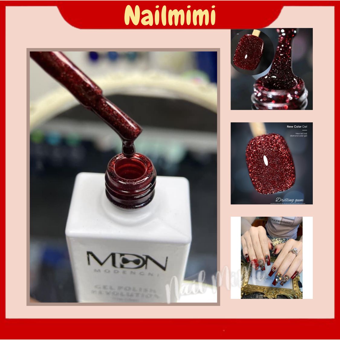 Sơn gel đỏ tuyết mdn đậm đặc 15ml