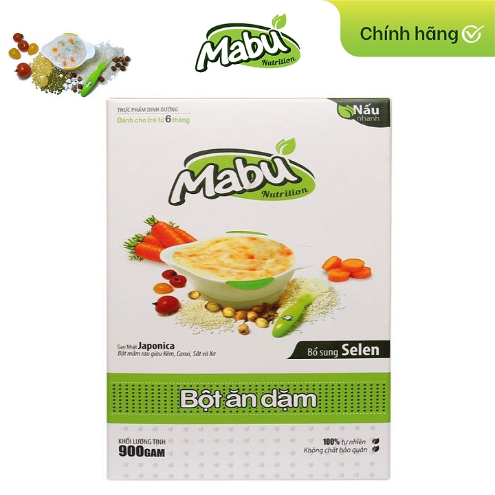 Bột ăn dặm Mabu nấu nhanh cho bé cho bé từ 6 tháng tuổi, kiểu Nhật 900g