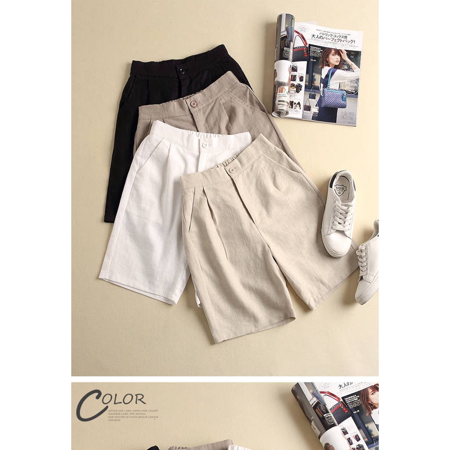 Quần short unisex, quần đùi đũi chun thêu, chất đũi xước nhật mặc mát qn03