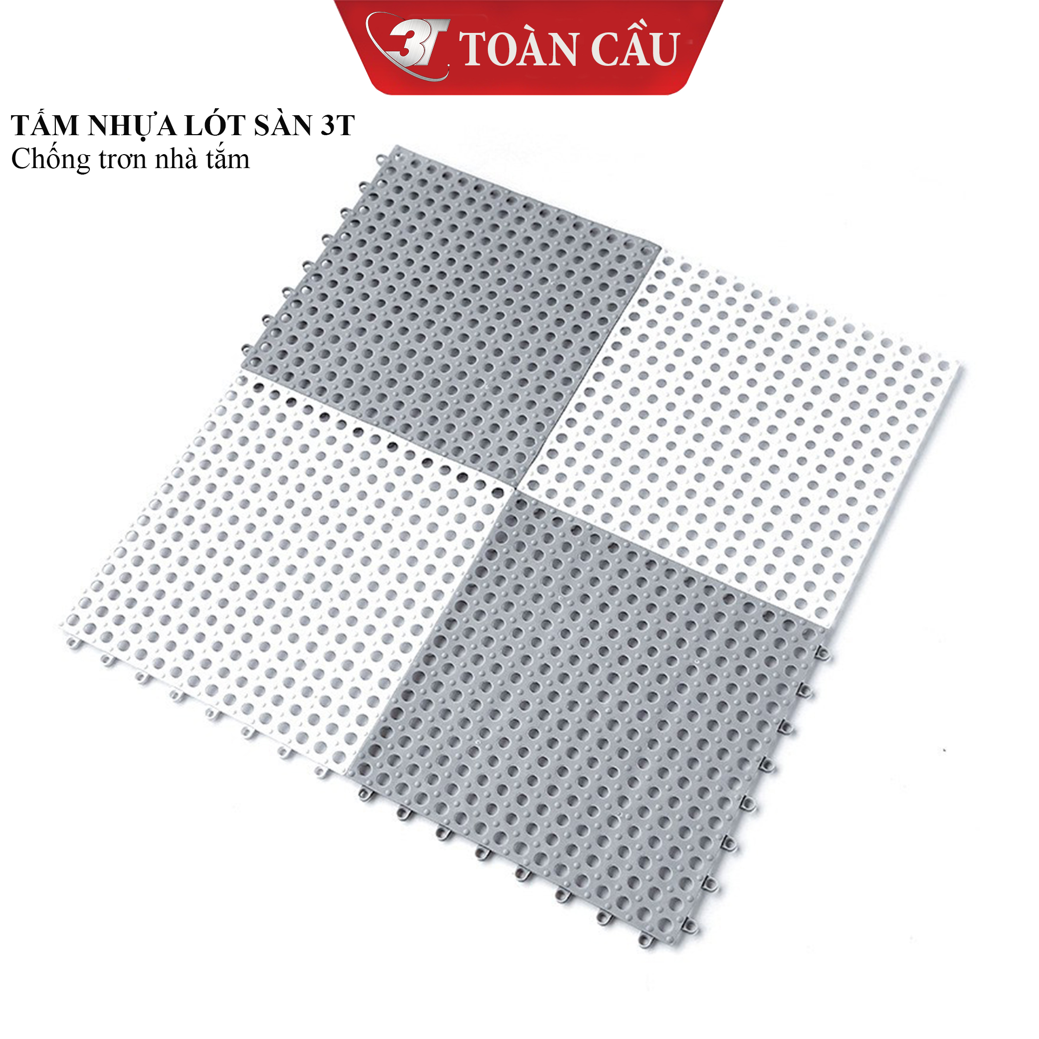 Tấm nhựa lót sàn 3T / thảm nhựa lỗ lót sàn 3T, miếng thảm chống trơn trượt cho sàn nhà tắm, vỉ lót sàn nhà vệ sinh