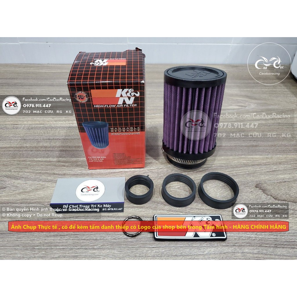 Lọc gió trụ K&N - tặng móc khóa K&N ( Đủ ron lắp mọi loại xe)