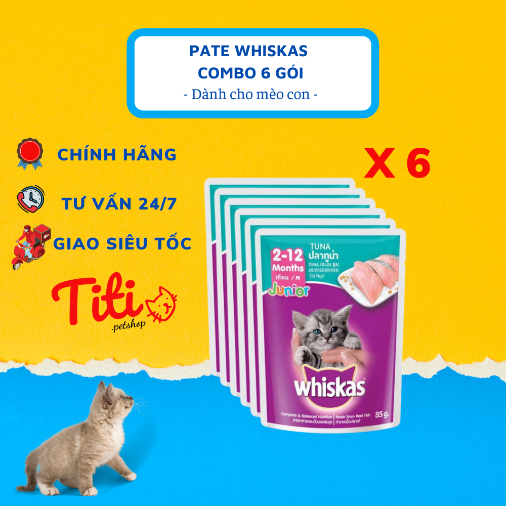 Thức ăn ướt cho mèo pate WHISKAS dành cho mèo con - Titipets