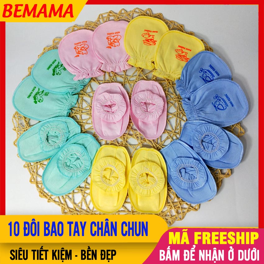 [GIÁ TỐT] Set 5 Đôi Bao Tay Và 5 Đôi Bao Chân Cho Bé Sơ Sinh Chun Co Giãn Bao Tay Chân Sơ Sinh Bé Trai Bé Gái Vớ Cho Bé Sơ Sinh Tất Tay Tất Chân - Phụ Kiện Cho Trẻ Sơ Sinh BEMAMA - (5 Sét Bao Tay Chân Chun) - BTT00590x5