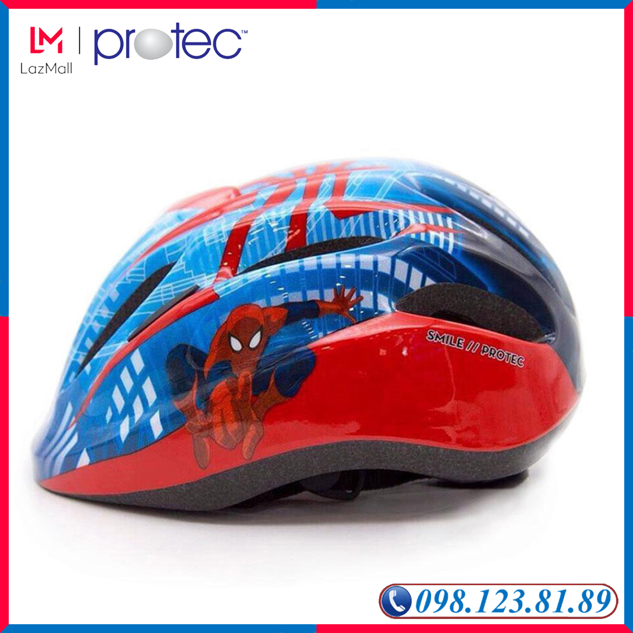Mũ Bảo Hiểm Xe Đạp Trẻ Em Protec SMILE Họa Tiết Người Nhện, An Toàn, Nhẹ Nhàng - PROTEC HELMET