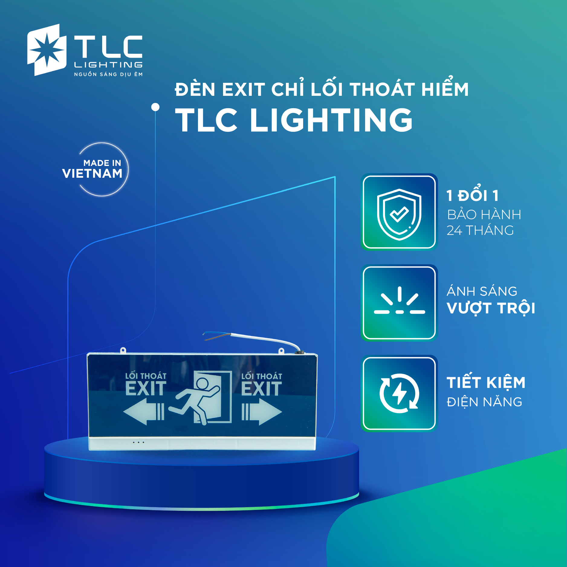 Đèn exit chỉ lối thoát hiểm đèn led 1 mặt & 2 mặt với tiêu chuẩn pccc - thiết bị tlc lighting