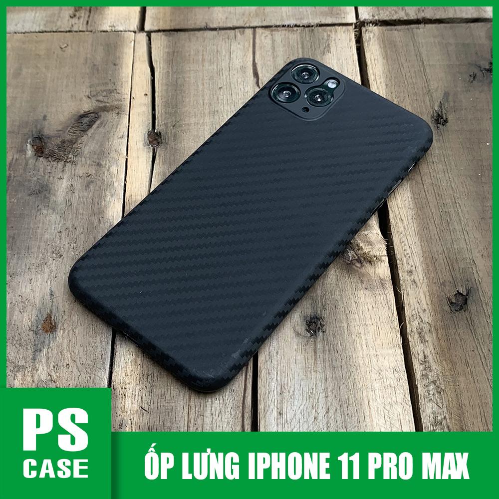 Ốp lưng siêu mỏng, vân carbon dành cho iPhone 11 Pro Max - Màu đen - PS Case Phân Phối