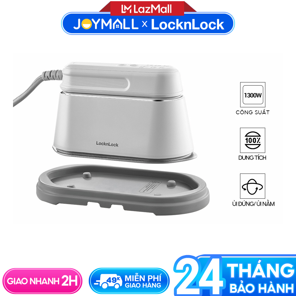 Bàn Ủi Hơi Nước LocknLock ENI262WHT 2 Trong 1 100ml 1300W, Hàng Chính Hãng, Ủi Đứng Và Nằm - JoyMall