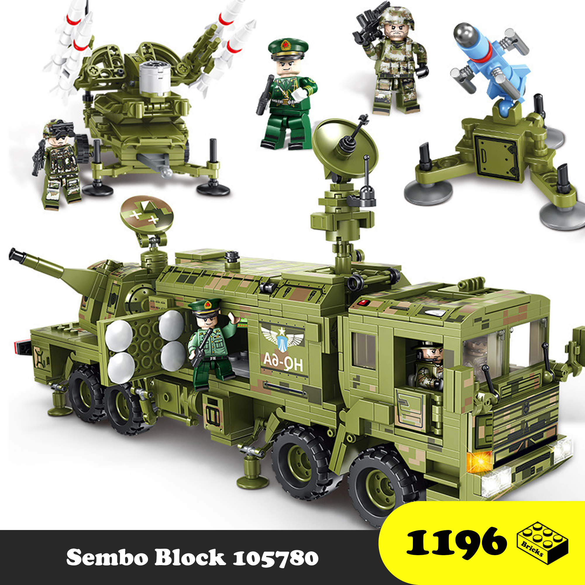 Đồ chơi Lego lắp ráp Phòng thủ mặt đất chống Rocket - Sembo Block 105780 Land Shield Air Defense Anti-missile