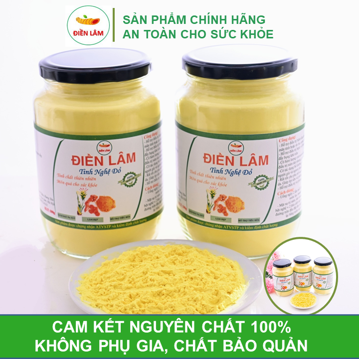 Tinh bột nghệ nguyên chất Điền Lâm (1kg/ hũ) hỗ trợ dạ dày, đại tràng, tiêu hóa kém, giúp thải độc cơ thể, phục hồi nhanh cho phụ nữ sau sinh, ngừa nám, tàn nhang