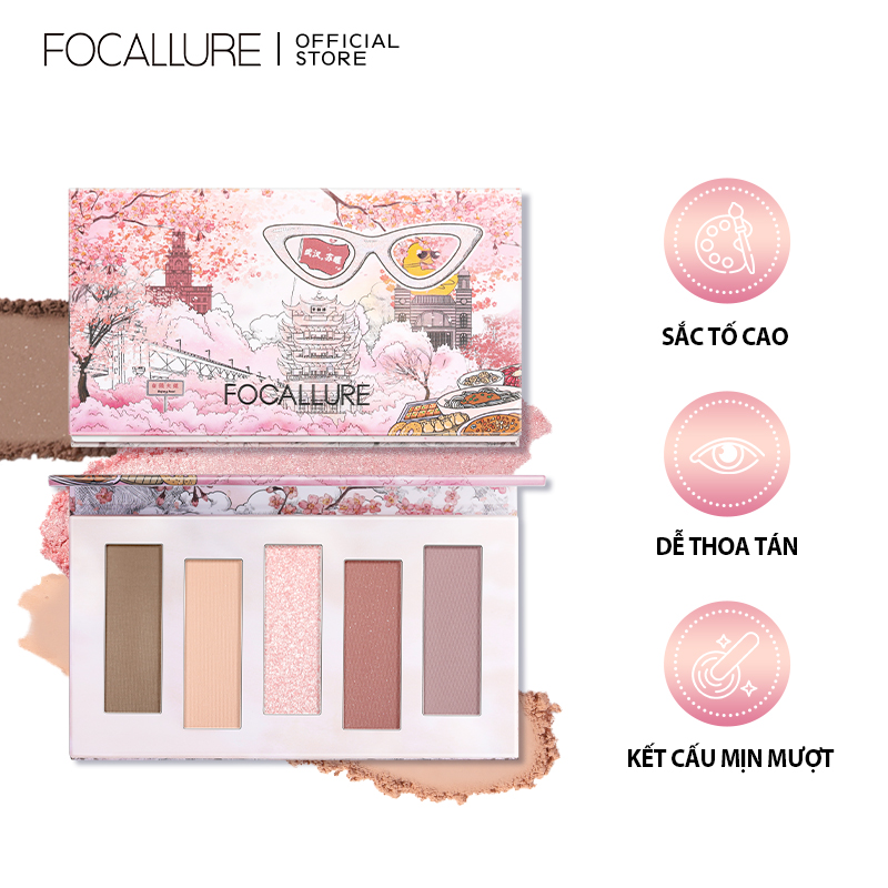 Bảng phấn mắt focallure 5 sắc tố cao 3 màu kết cấu 1.8g